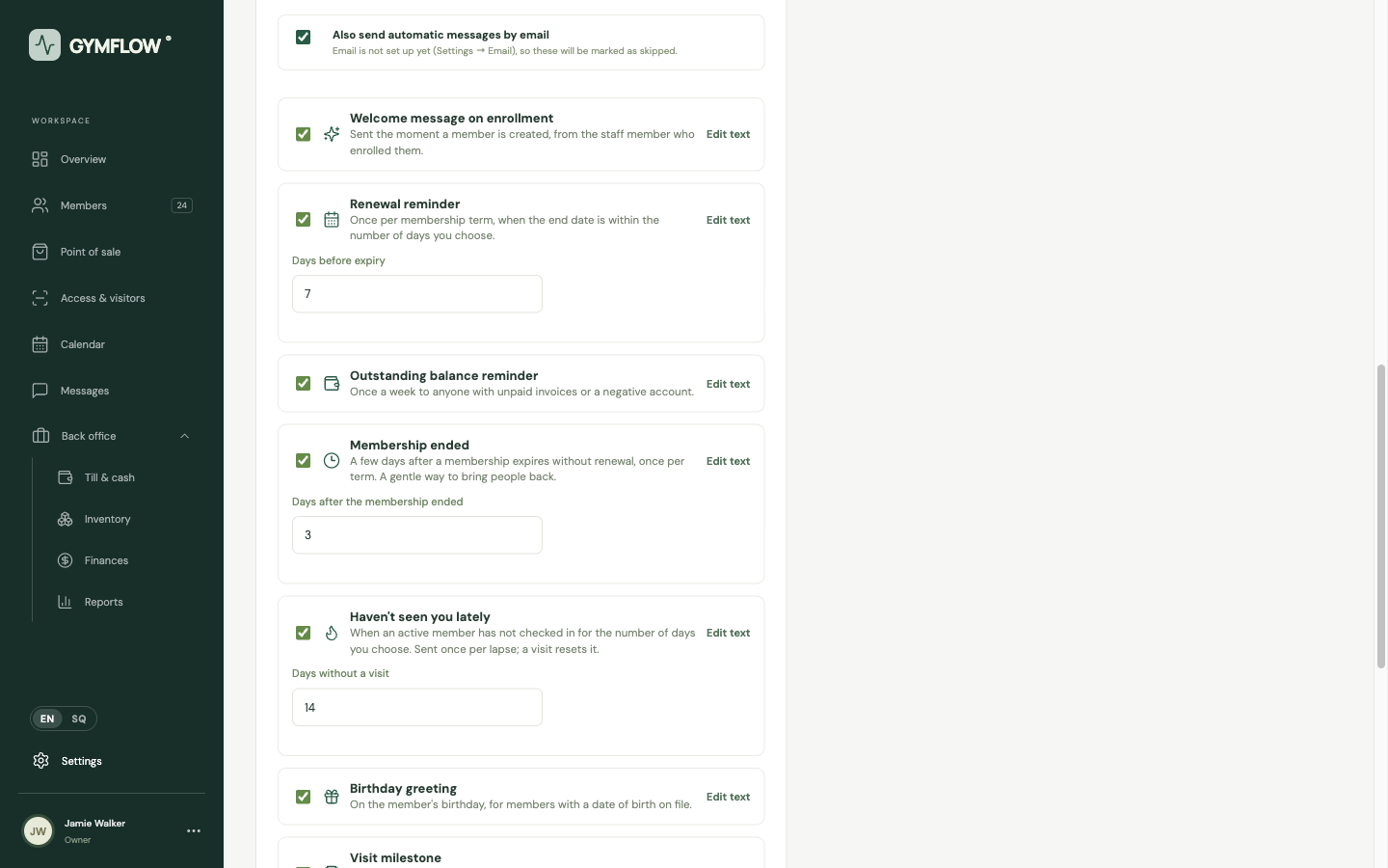Automatic messages editor
